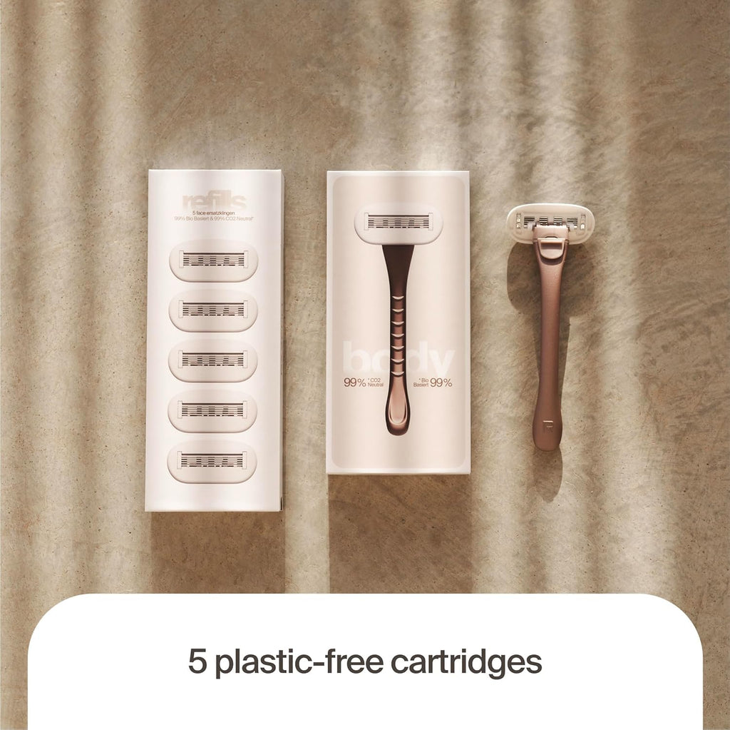 Razeco5 Plastic-Free Cartridges – 5 Plastic-Free Cartridges, 5 Blades – Plastic-Free Shaving for a Zero-Waste Routine (Body)