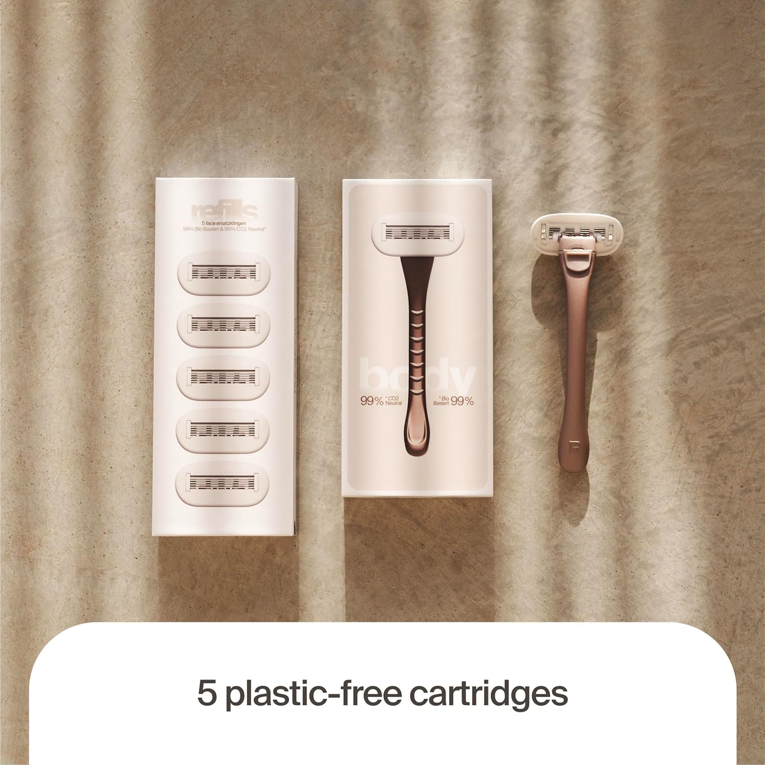 Razeco5 Plastic-Free Cartridges – 5 Plastic-Free Cartridges, 5 Blades – Plastic-Free Shaving for a Zero-Waste Routine (Body)
