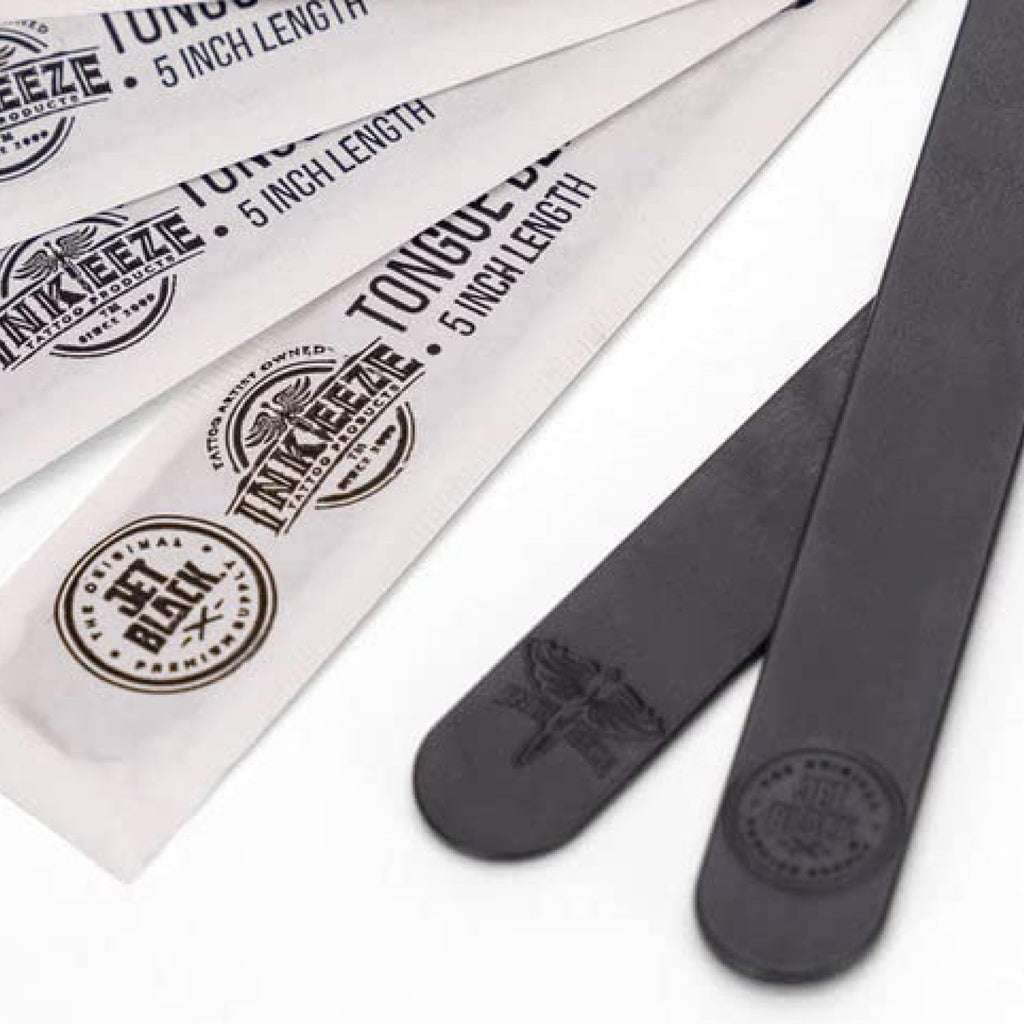 Jet Black Tattoo Tongue Depressor, Eco Friendly Tattoo Supplies, 5" Individually packaged and EO Sterilized, Easy Transferring Ointments, 100 Count