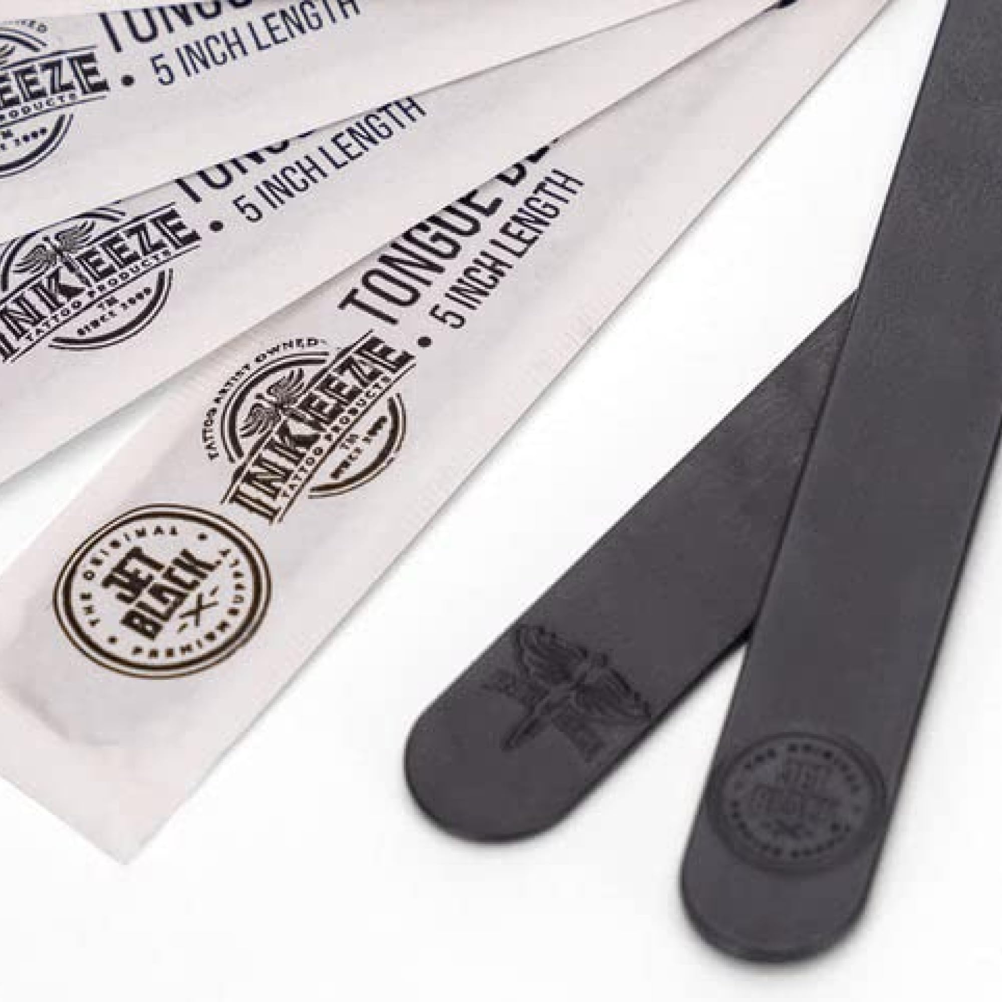 Jet Black Tattoo Tongue Depressor, Eco Friendly Tattoo Supplies, 5" Individually packaged and EO Sterilized, Easy Transferring Ointments, 100 Count