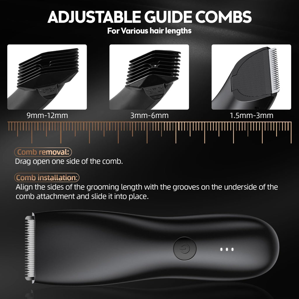 FlyCoco Body Hair Trimmer for Men and Women, Electric Groin and Body Hair Shaver - No Nick, No Cut, No Razor, No Burn Pubice Electric Shaver, Waterproof Full Body Groomer with Standing Recharge Dock