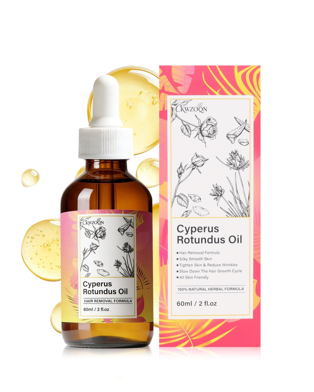 CKWZOQN Cyperus Rotundus Oil, Cyperus Rotundus Oil For Hair Removal, Reducing Body Hair Growth, Soothes Skin & Minimizes Pores, Moisturizing, All Skin Types, 2 Fl Oz