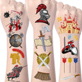 Yoyuspy Medieval Knight Temporary Tattoos Stickers - 200+ Medieval Party Decorations Knights Soldier Tattoo Stickers for Castle Birthday Party Supplies