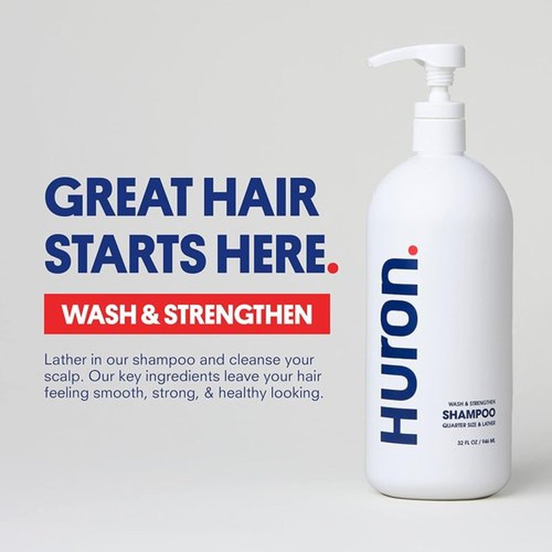 Huron Men's Fresh Scent Daily Shampoo - Nourishing Argan Oil Formula for Strong Hair - 32oz