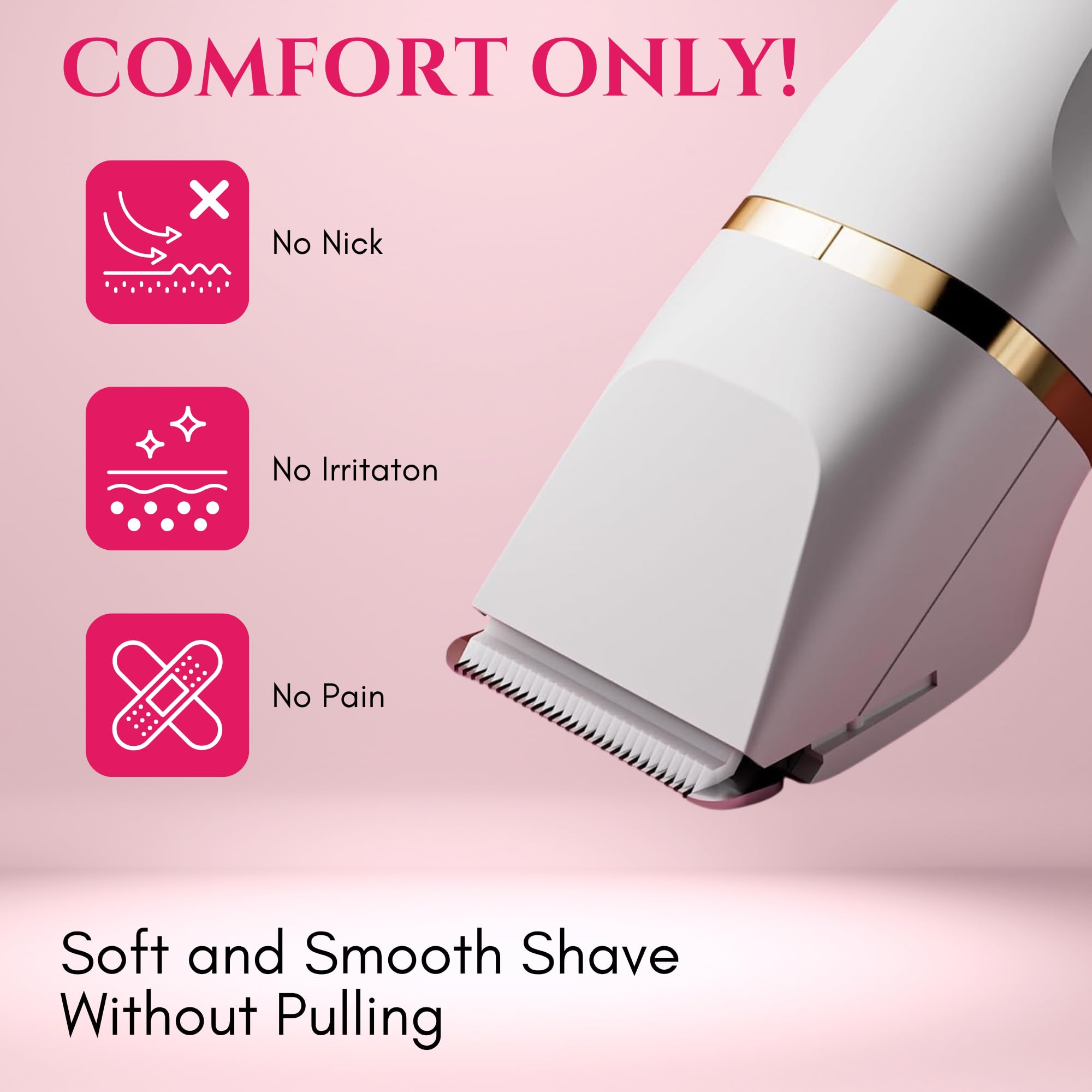 Paradise Bliss Quality 5-in-1 Bikini Trimmer Electric Razors with USB Cord, Excellent Facial Hair Elimination, Wet/Dry Body Shaver for Nose, Eyebrows, Beard, Leg, and Arm, IPX7 Waterproof (White)