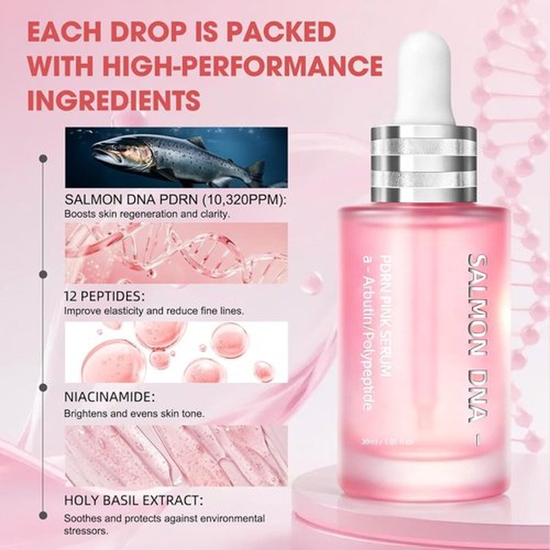 PDRN Pink Glow Serum - Hydrating Korean Peptide & Niacinamide Formula for Firm, Bright Skin | 1.01 fl. Oz