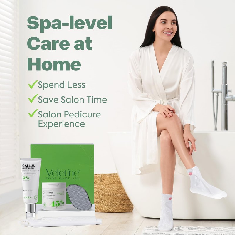 veletine Tea Tree & Aloe Foot Care Set - Urea Cream,Callus Remover Gel & Foot Callus Remover,10Pairs Mask Sleeves for Dry Cracked Feet - Pedicure Kit for for Birthday Valentine's Women Men Gift
