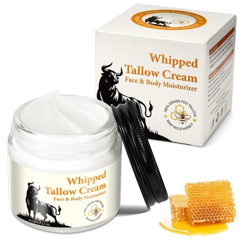 Beef Tallow Honey Lotion Cream, Natural Grass-Fed Beef Tallow Cream with Raw Honey, Provide All-Around Hydration and Moisturization & Multivitamin Rich Replenish Your Skin with Nutrients