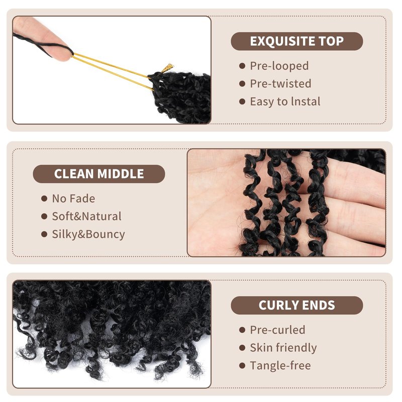 Yanky Twist Crochet Hair 8 Inch10 Packs Crochet Yanky Twist Hair Extensions Spring Mini Twist Crochet Hair Bohemian Passion Twist Braiding Hair For Black Women (1B, 8 Inch10packs)