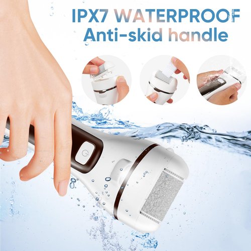 Electric Callus Remover for Feet Waterproof Rechargeable 18 in 1 Professional Pedicure Kit Foot File Pedi Scrubber Foot Care Tools Wet & Dry for Hard Cracked Dry Dead Skin 3 Rollers 2 Speeds (White)