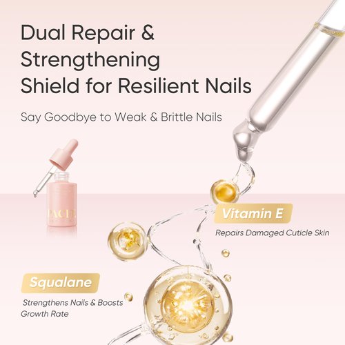 Cuticle Oil for Dry Cuticles – Pacfe Velour Rosa Nail & Cuticle Oil with Jojoba Oil, Squalane & Vitamin E, Rose Scented Care for Brittle Nails, 30ml Large Size