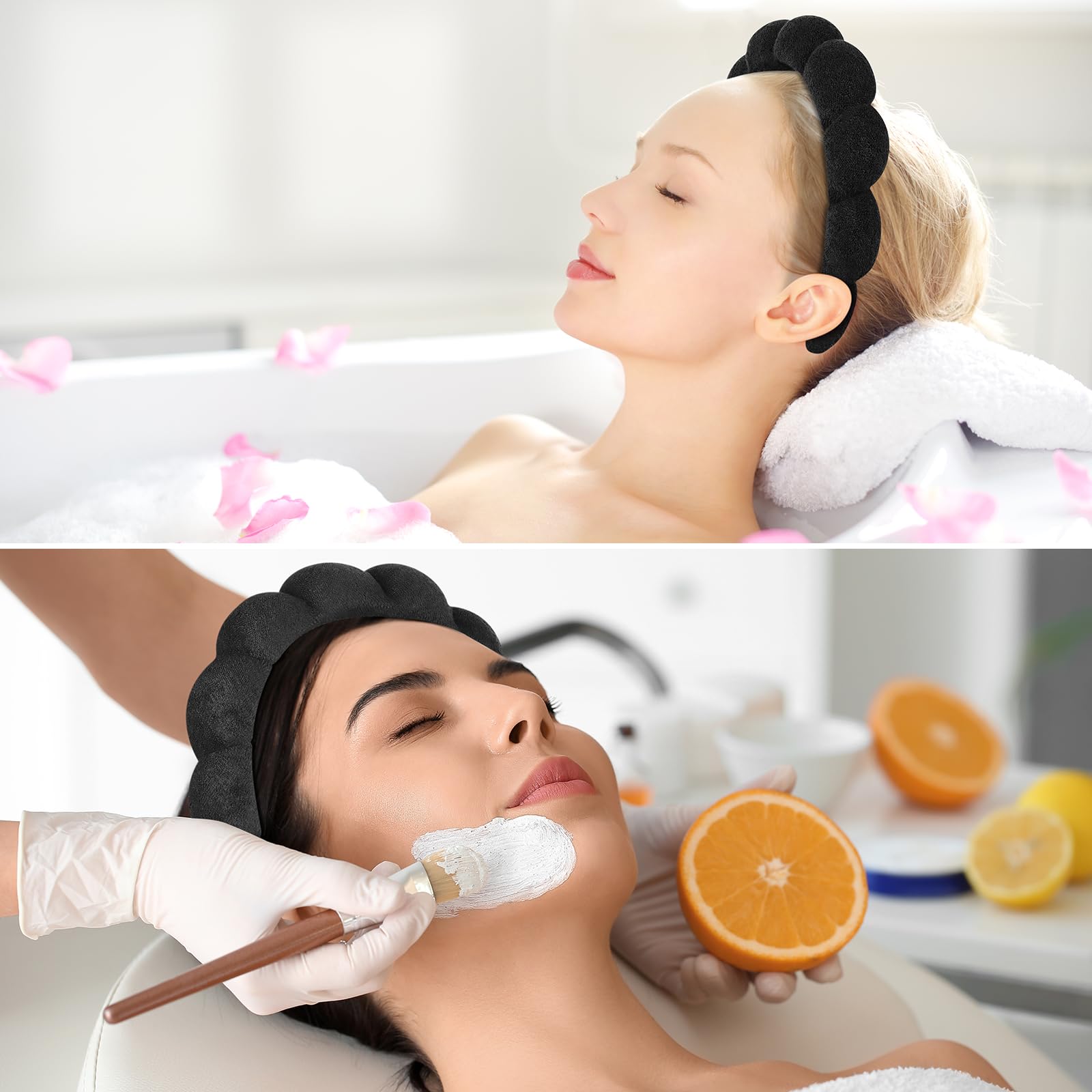 Ztomine Spa Headbands for Washing Face or Facial, Set of 2 Skincare, Terry Cloth Headband Combo Pack - Puffy Makeup Headbands for Face Washing, Mask, Skin Treatment