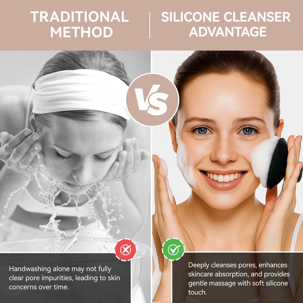 Ithyes Silicone Face Scrubber exfoliator, Facial Cleansing Brush,Gentle Exfoliation and Blackhead Removal for Men and Women, Suitable for Sensitive Skin,Face Exfoliator Tool,1Pack (Black)