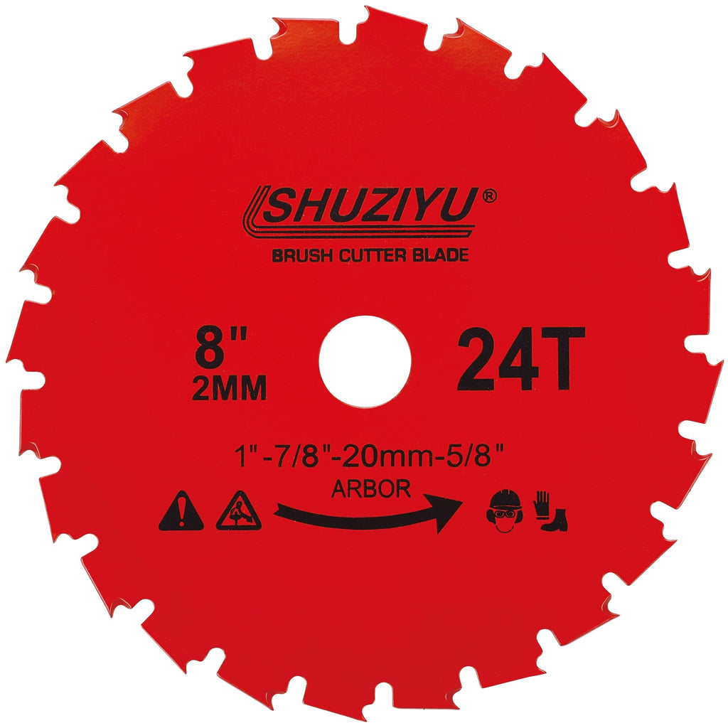 SHUZIYU, 2-Pack, 8", 200x2.0mm-24T, Arbor 1" with 7/8"-20-5/8" Washer, Muching Blade, Brush Cutter Blade, Steel Blade. Suitable for All Brand of Brush Cutter