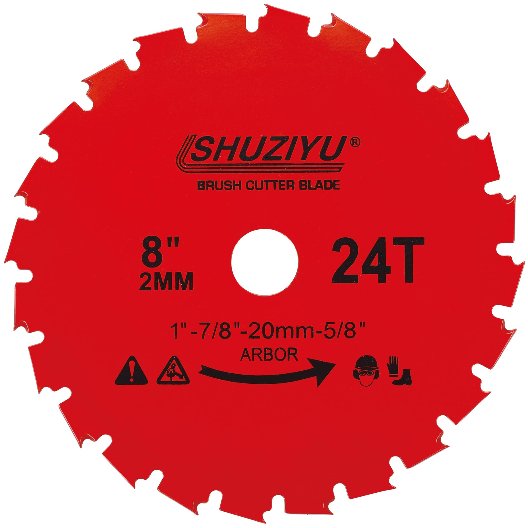 SHUZIYU, 2-Pack, 8", 200x2.0mm-24T, Arbor 1" with 7/8"-20-5/8" Washer, Muching Blade, Brush Cutter Blade, Steel Blade. Suitable for All Brand of Brush Cutter
