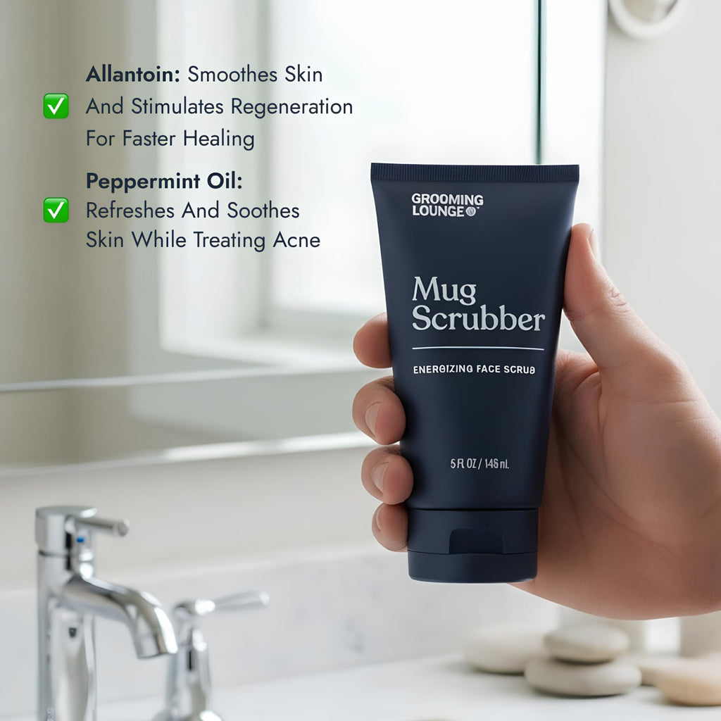 Grooming Lounge Mug Scrubber Face Scrub - Provides Safe and Gentle Exfoliation - Extracts Dug in Dirt and Oil - Uproots Ingrown Hairs - Improves Skin Softness and Appearance - Cruelty Free - 4 oz