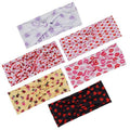 6 Piece Valentine's Day Headbands, Black Red Pink Wide Turban Head Wraps, Stretchy Non Slip Hair Bands with Love Lip Heart XOXO Pattern for Women