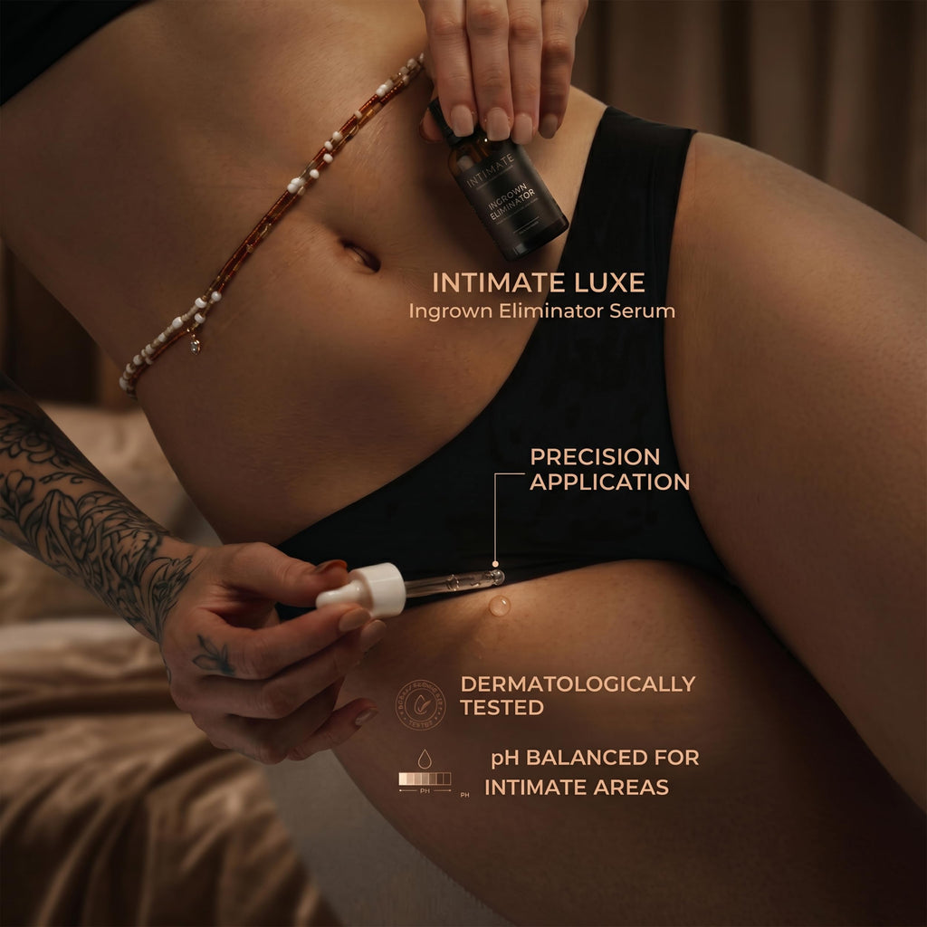 Intimate Luxe Ingrown Hair Treatment Serum – Razor Bump & Ingrown Eliminator for Bikini Line, Underarms & Body| Shave & Post Wax Care for Women & Men| Fragrance-Free with Lactic & Salicylic Acid –30ml