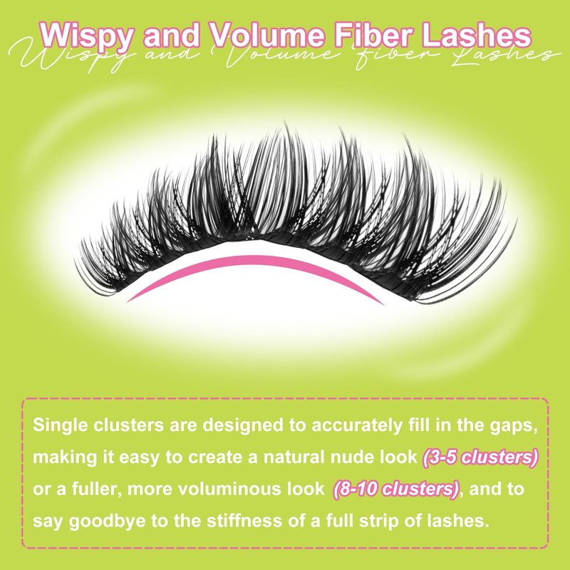 WiWiLINK Lash Clusters Fluffy DIY Lash Extension 8-16mm Wispy Eyelash Clusters D Curl Individual Eye Lashes Thick Volume False Eyelashes Mink Cluster Eyelash Extensions Thin Band for Salon, G04