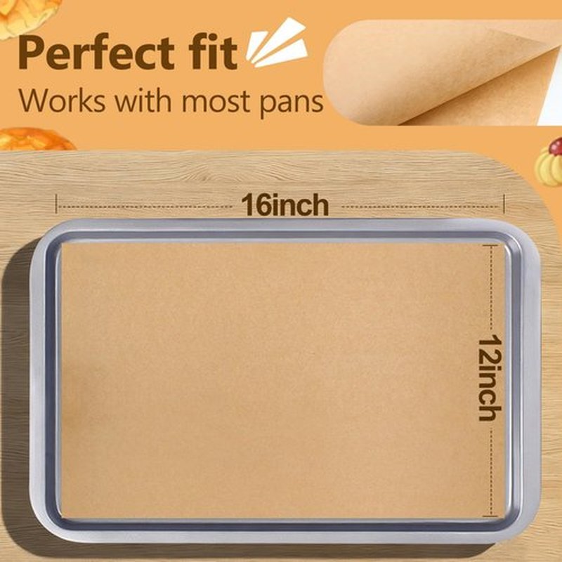 Skiennix Unbleached Silicone Coated Parchment Paper Sheets - 400 Pcs, 12x16 Inch, Non-Stick Baking Solution