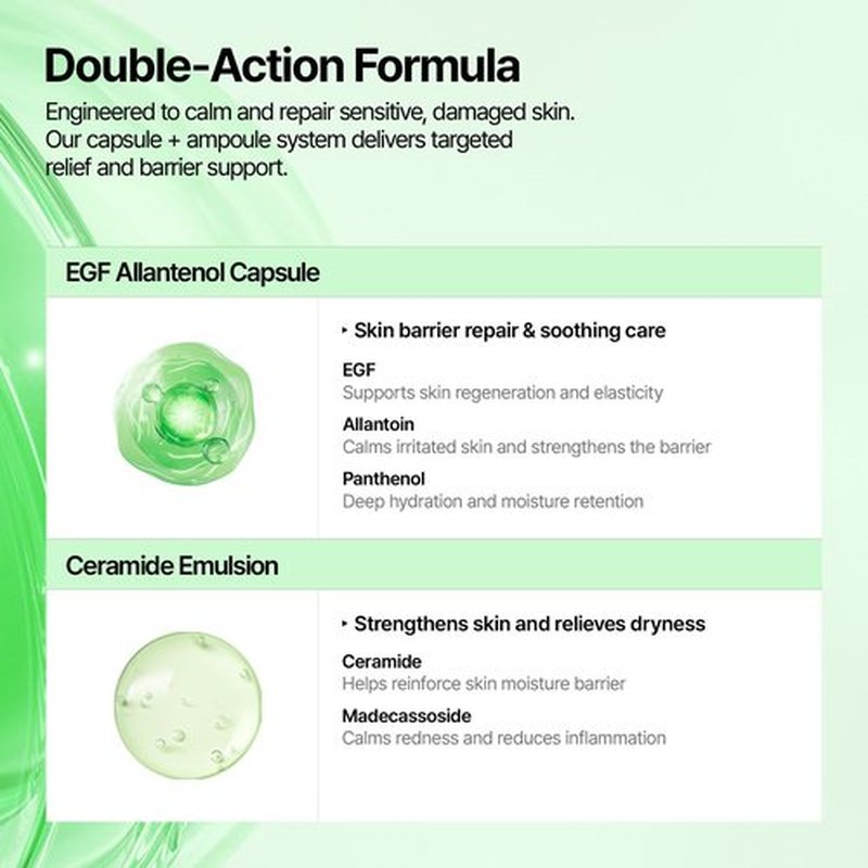 CELL IN SHOT EGF Allantenol Repair Ampoule, Hydrating and Barrier Support, Centella Asiatica, Hyaluronic Acid & Ceramides, Soothing Ampoule for Sensitive Skin, Brightening Recovery Serum, 1.01 fl oz