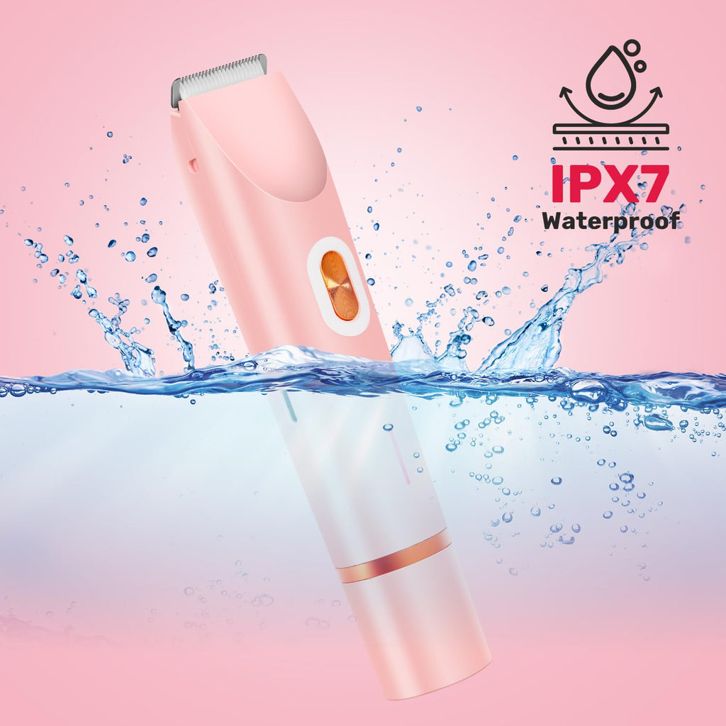 Smopgn Dermave Bikini Shaver, Bikini Trimmer for Women, 2 in 1 Dual Head Painless Electric Razors for Silk Skin, Cordless & Waterproof Electric Trimmer for Women, Pink