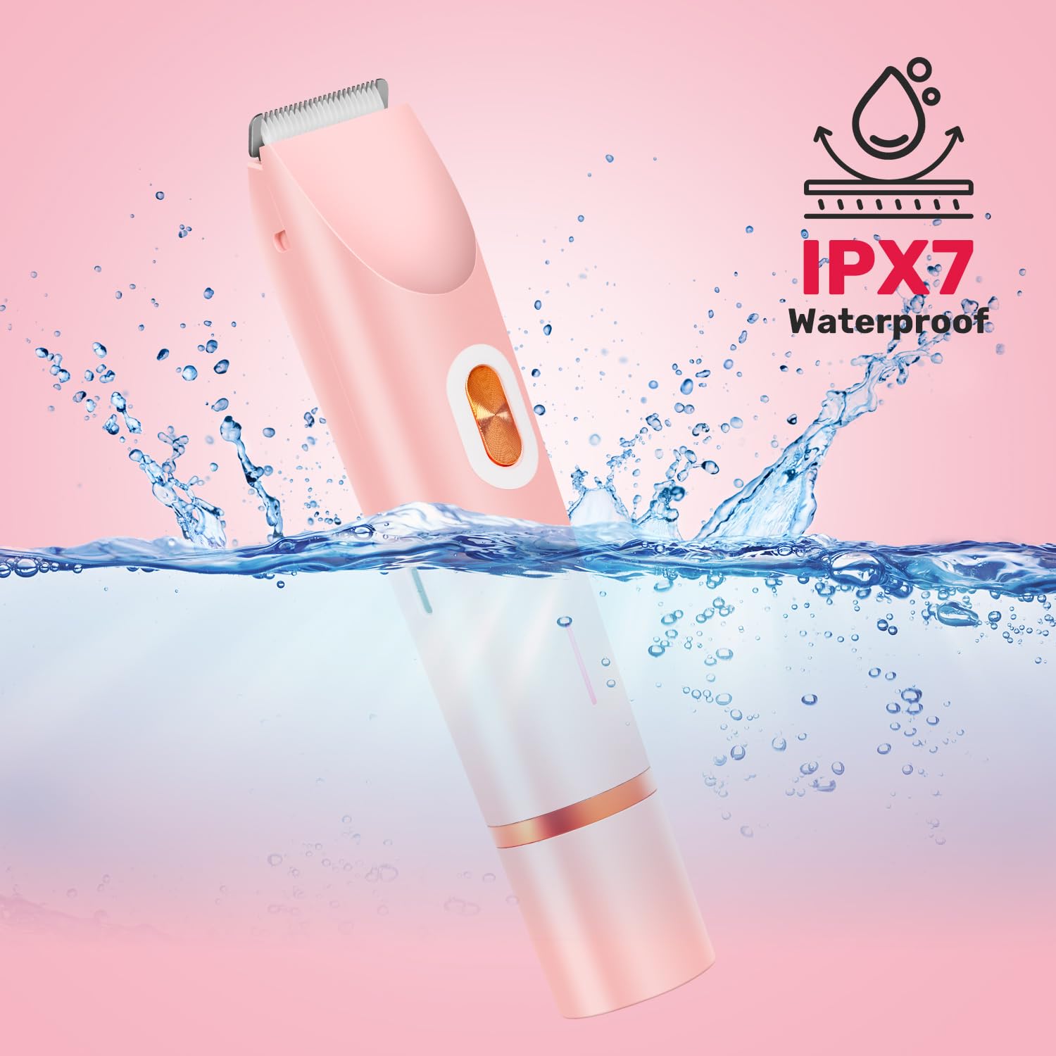 Smopgn Dermave Bikini Shaver, Bikini Trimmer for Women, 2 in 1 Dual Head Painless Electric Razors for Silk Skin, Cordless & Waterproof Electric Trimmer for Women, Pink