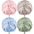 Maiteenly 4 Pcs Adjustable Silk Satin Bonnet for Sleeping Women Double Layer Silk Hair Wrap Sleep Cap Night Turban for Large Long Curly Straight Braid Hair Unisex(Light Color)