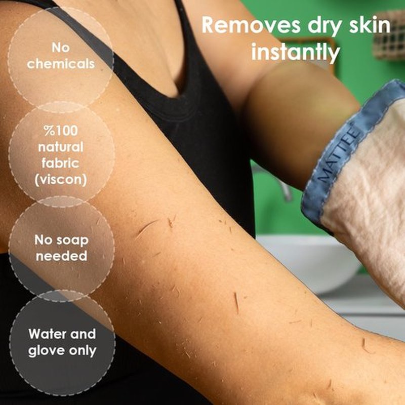 MATTEE - Kessa Glove - Exfoliating Mitt - Self-Tan Remover - Ensures Smooth and Soft Skin, Helps Avoid Keratosis Pilaris, Ingrown Hair and Cellulite -%100 Viscose Fiber - Medium