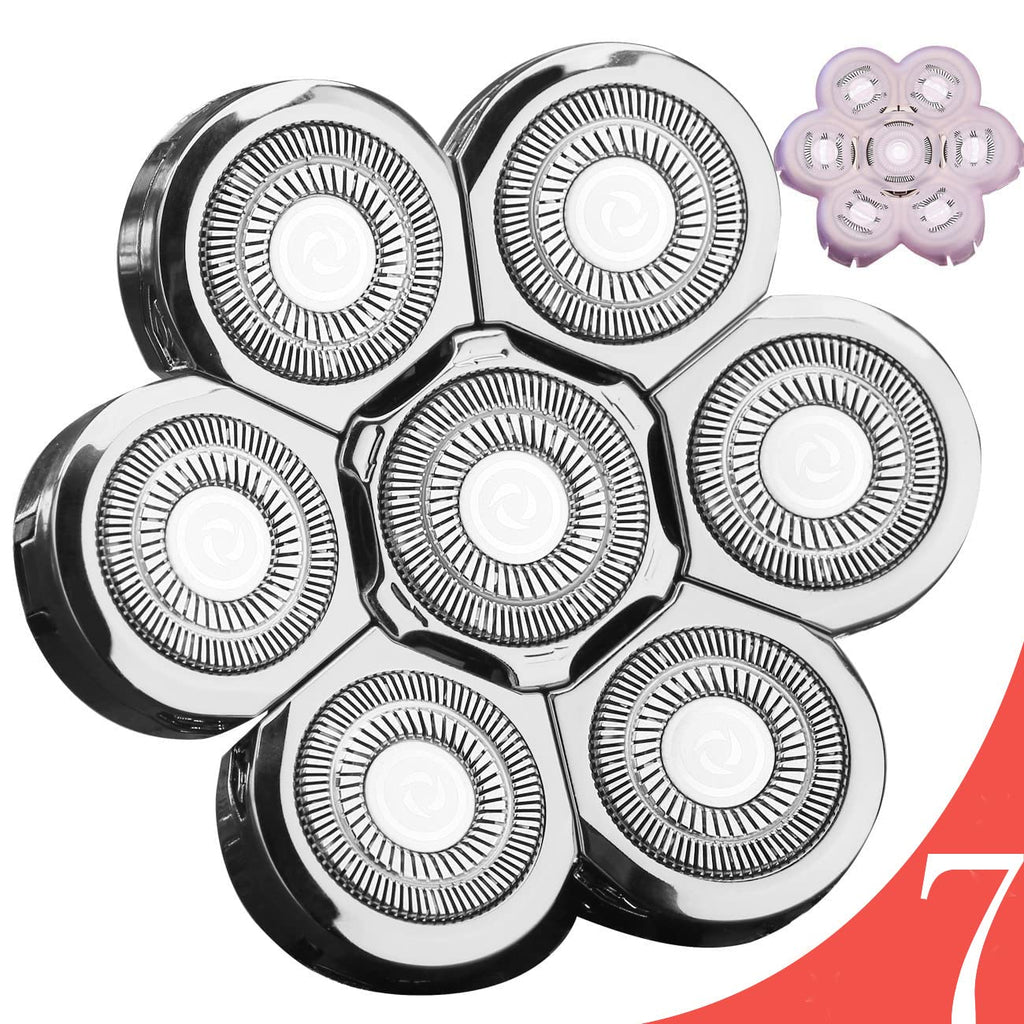 Universa 7 Blades Replacement Heads for Mainstream head shaver brands, Head Shaver Replacement Blades (7 Silver)