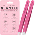 Tweezer Guru Tweezers for Women Facial Hair & Men – Precision Slant-Pointed Eyebrow Tweezer for Ingrown Hair, Blackhead & Splinter Removal (2 Pink)