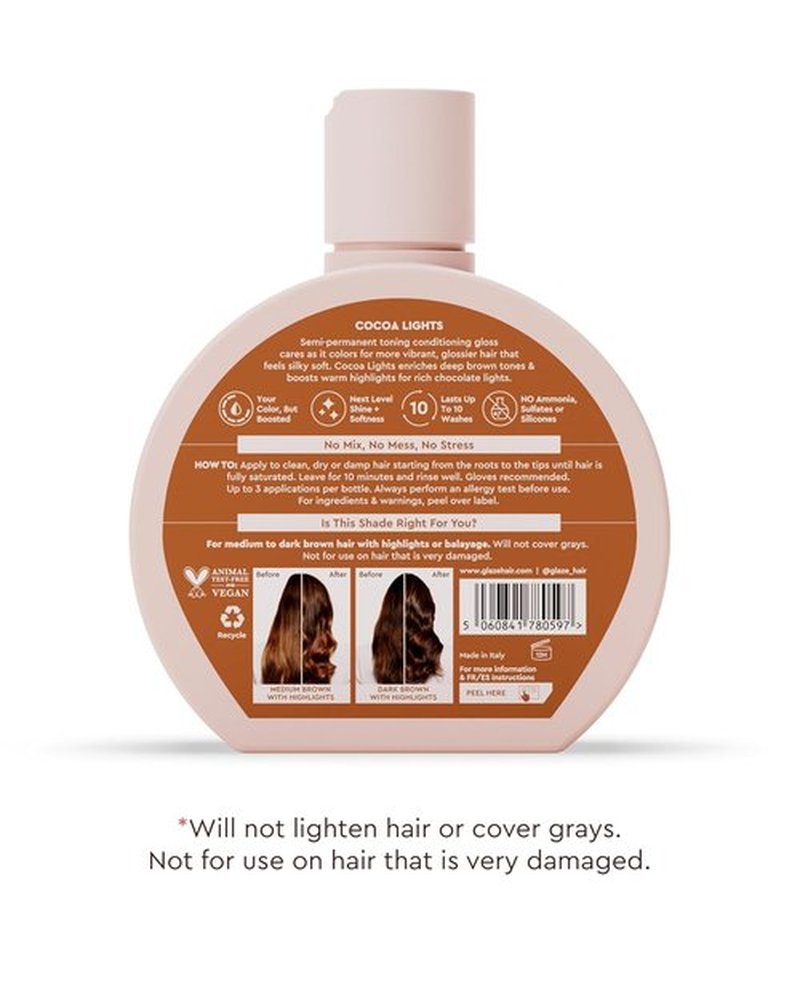 Glaze Super Gloss | Cocoa Lights Conditioning Gloss for Medium to Dark Brown Hair – Enhances Color & Boosts Shine