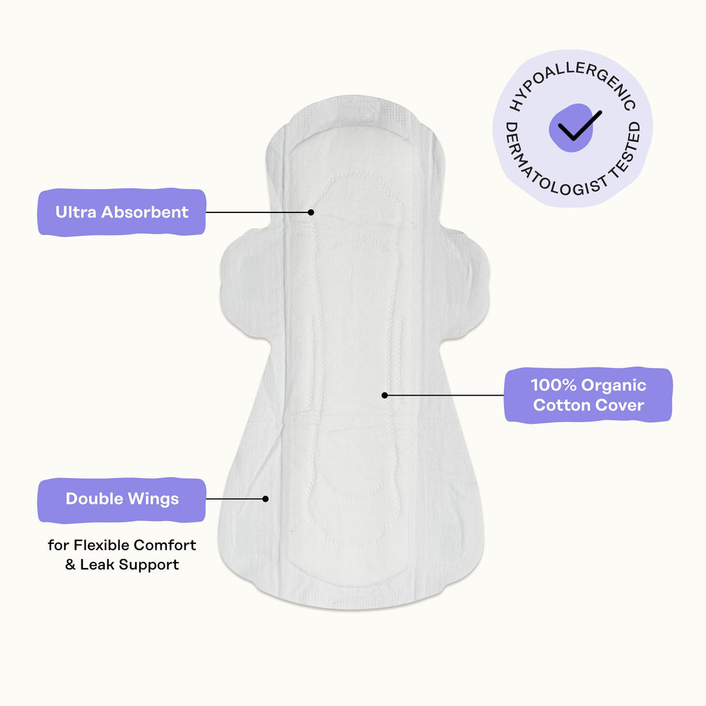 Honey Pot - Calming Herbal Super Sanitary Pads for Women - 100% Organic Cotton Top Sheet - Feminine Care - Non Cooling - Calming Herbs of Lavender, Ashwagandha, & Lemon Balm - 16ct