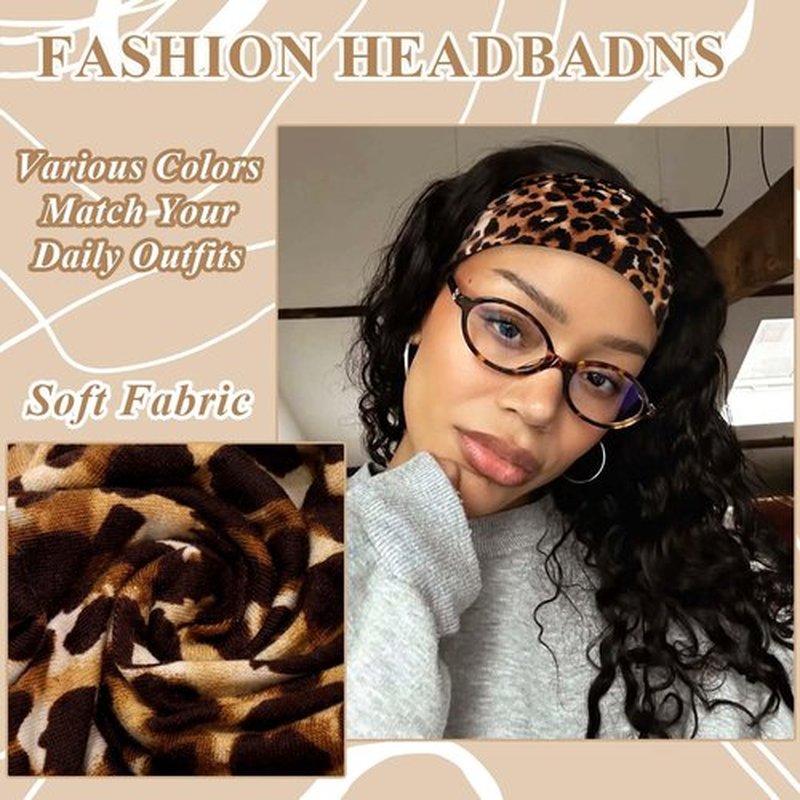 STGDAK Wide Headband Boho Head Bands For Women's Hair Band Burgundy Black Head Wraps Leopard Turban Knotted Headband Non Slip Sweatband Soft Hair Scarf Headbands 3 Pcs