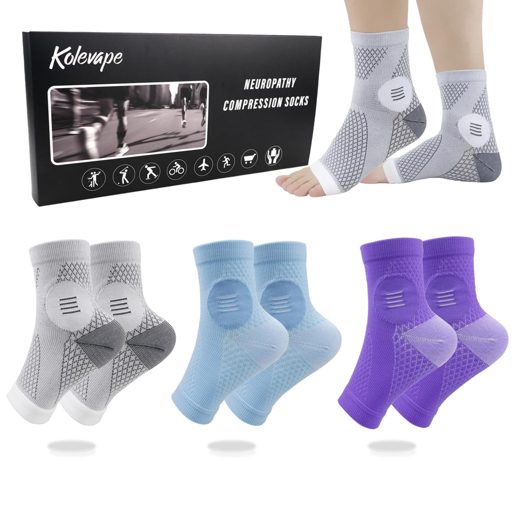 3 Pairs Neuropathy Socks for Women and Men, Toeless Compression Socks