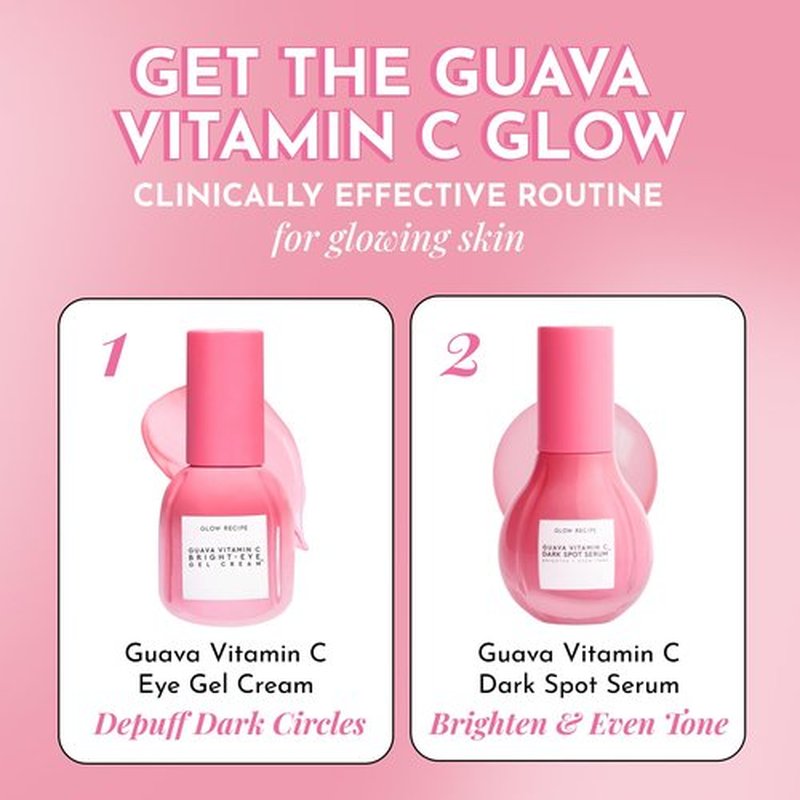 Glow Recipe Guava Vitamin C Serum for Sensitive Skin - Moisturizing, Brightening & Vegan Korean Skin Care Face Serum for Dark Spots, Even Tone & Redness - Tranexamic, Ferulic Acid & Vitamin E (30ml)