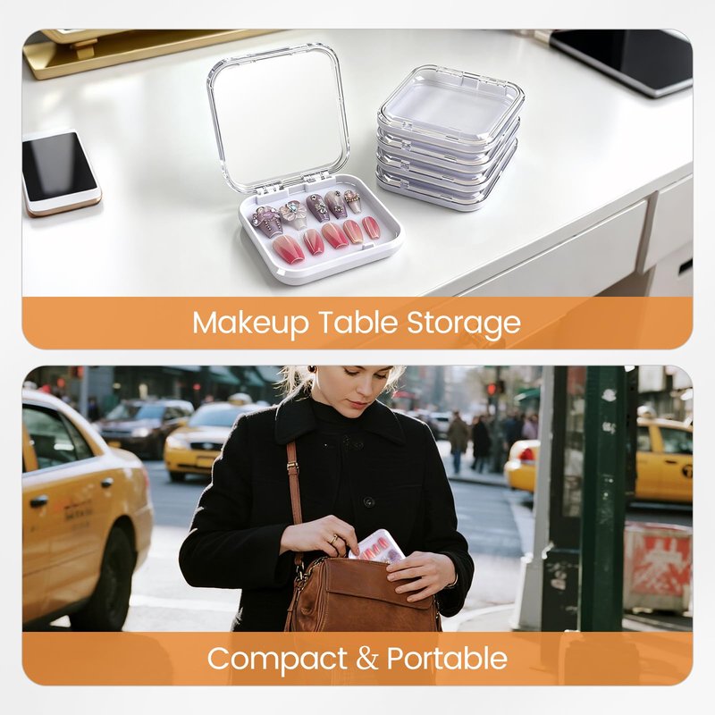 YINGJEE 15 Pcs Press On Nail Packaging Box Press on Nail Storage Box for Press Ons with 90 Pcs Adhesive Double Sided Tape for Fake Nail Storage Case Nail Display Nail Salon Supplies (White)
