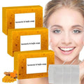 3PCS Lemon Turmeric Kojic Soap + 3 Bubble Nets | Organic Face & Body Bar | Cleansing & Exfoliating | All Skin Types