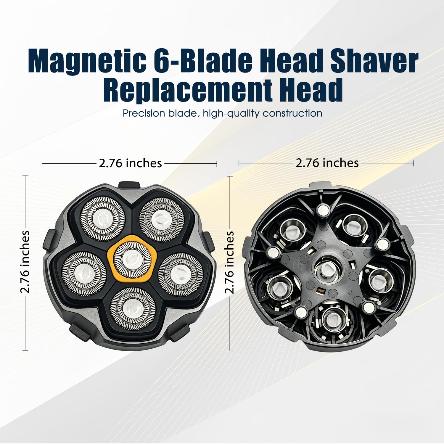 Magnetic 6-Blade Replacement Heads for Electric Shavers, Compatible with Most 6D Rotary Shavers, Precision Self-Sharpening Blades, Easy Install, Hypoallergenic, Waterproof,(4 Packs)