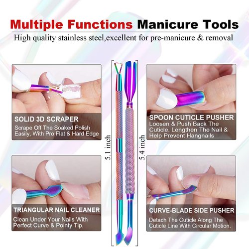Gel Nail Polish Remover - Gel Polish Remover Kit with Cuticle Oil & Latex Tape & Colored Peel Off Manicure Tools, Gel Remover for Nails 2-5 Minutes, No Soaking,Wrapping