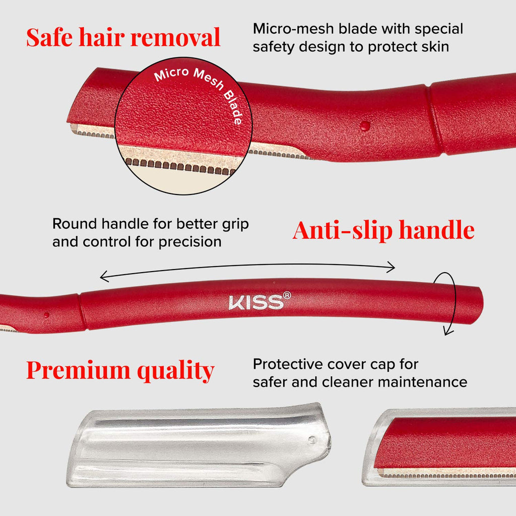 Kiss New York Eyebrow Razor Trimmer Facial Hair Shaper Remover, Multipurpose Exfoliating Dermaplaning Dermaplane Shaving Tools for Men & Women 5 Count