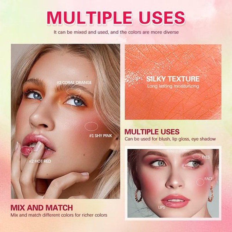 GMaxit Multi-Use Makeup Blush Stick,Beauty Solid Moisturizer,Waterproof Natural Nude Makeup,Tinted Solid Moisturizer Stick for Eyes Lips Cheek(1#shy pink)