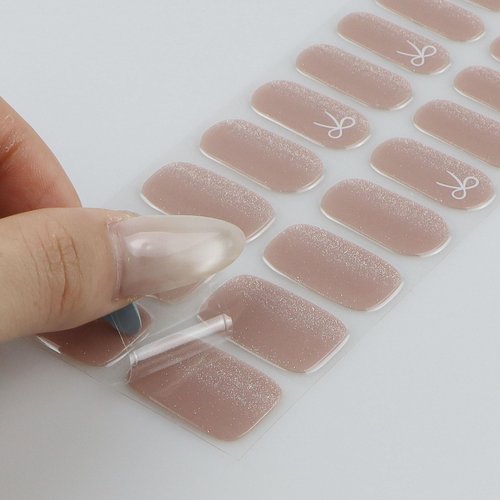 JMEOWIO Gel Nail Stickers Bow Cat Eyes Semi Cured Gel Nail Strips Wraps UV/LED Nails Art Design Decoration Accessories