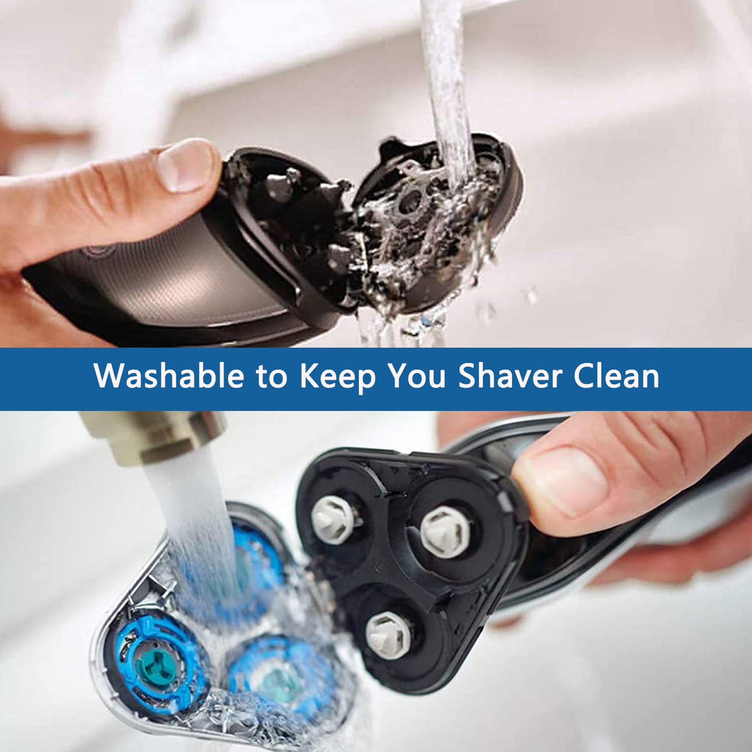 Gleway SH60/72 Replacement Heads Compatible with Philips Electric Shaver Series 6000, SH60 Replacement Blades Razor Heads for Shaver S6810/82, S6850/85, S6880/81, Upgraded Shaving Blade 6-Pack