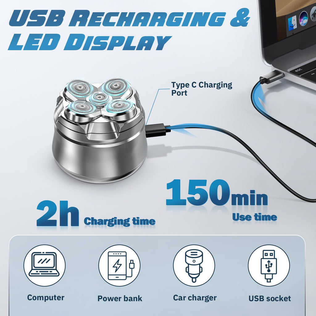 Luctry Head Shavers for Bald Men, Magnetic Electric Razor Hair Trimmer for Men Cordless Rechargeable Electric Shavers for Men 100% Waterproof Dry & Wet Beard Grooming Kit with Led Display