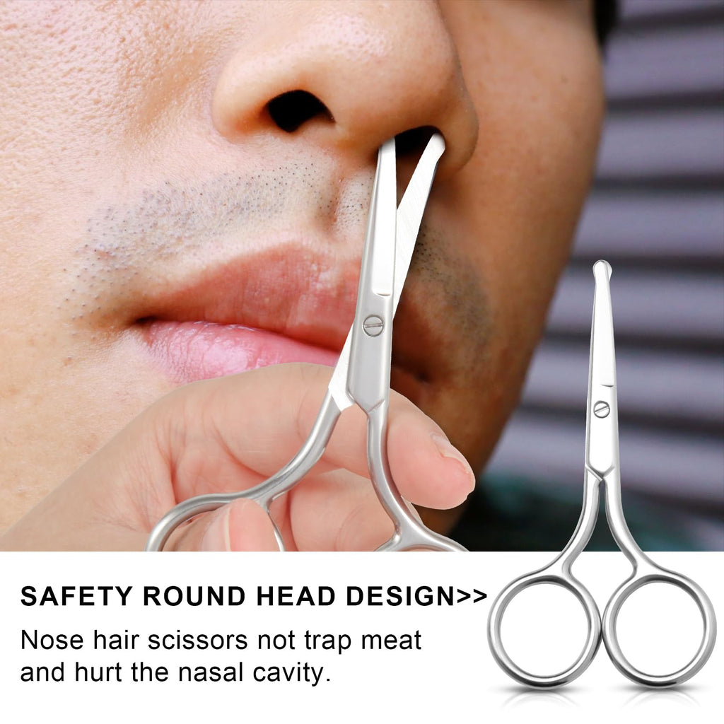 FEITA Small Nose Hair Scissors, Round Tip Design - Men's Grooming Scissors for Facial Safety, Beauty Use for Woman, Makeup, Eyebrow, Lashes, Mustache