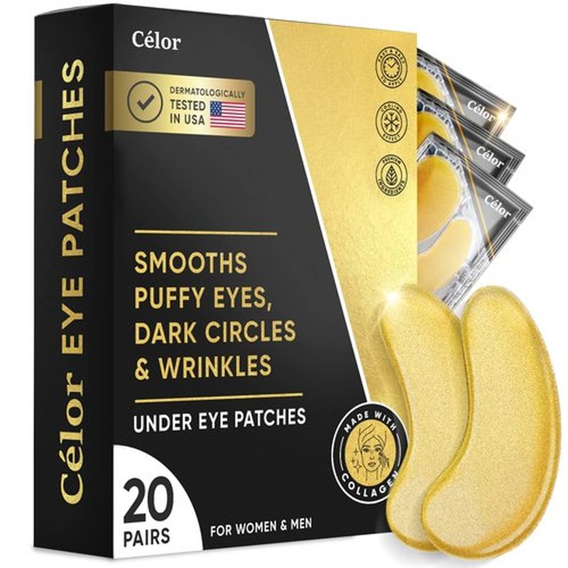 Celor Under Eye Patches - 20 Pairs for Puffy Eyes & Dark Circles - Collagen & Amino Acid Formula