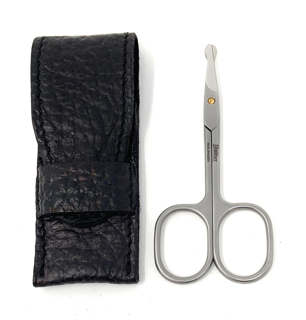 SHPITSER Professional TopInox Stainless Steel Nose & Ear Safety Scissors with Genuine Leather Case. Made in Solingen, Germany