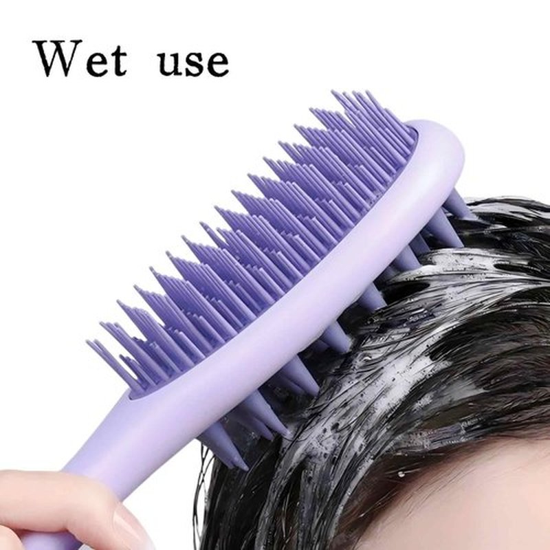 KINTEGOOD Long Handle Hair Silicone Scalp Massage Brush, 2-in-1 Double-Sided Hair Comb Shampoo Brush