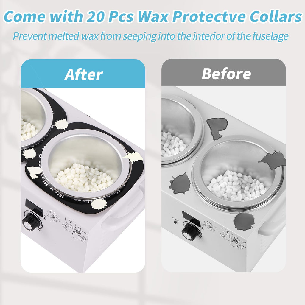 Double Wax Warmer for Hair Removal, Yofuly Professional Large Wax Heater Machine with Silicone Pot Liners, Digital Women Home Self Waxing Kit for Facial Skin Body Spa